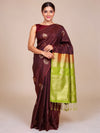 Maroon With Green Semi Silk Saree
