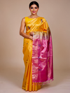 Yellow With Pink Semi Silk Saree