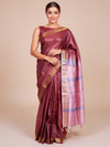 Maroon With Pink Semi Silk Saree