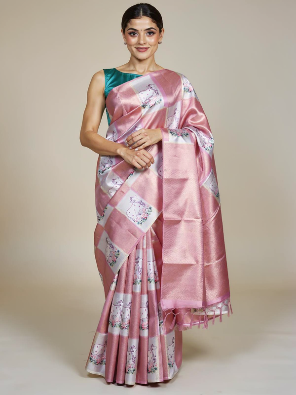 Blush Rose Kanchipuram Silk Saree – The Kamadhenu Chronicles