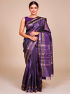 Dark Voilet With Golden Yellow Semi Silk Saree